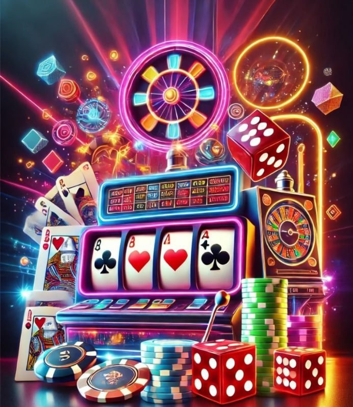 Slot klasik dengan desain retro penuh warna dan simbol tradisional klasik